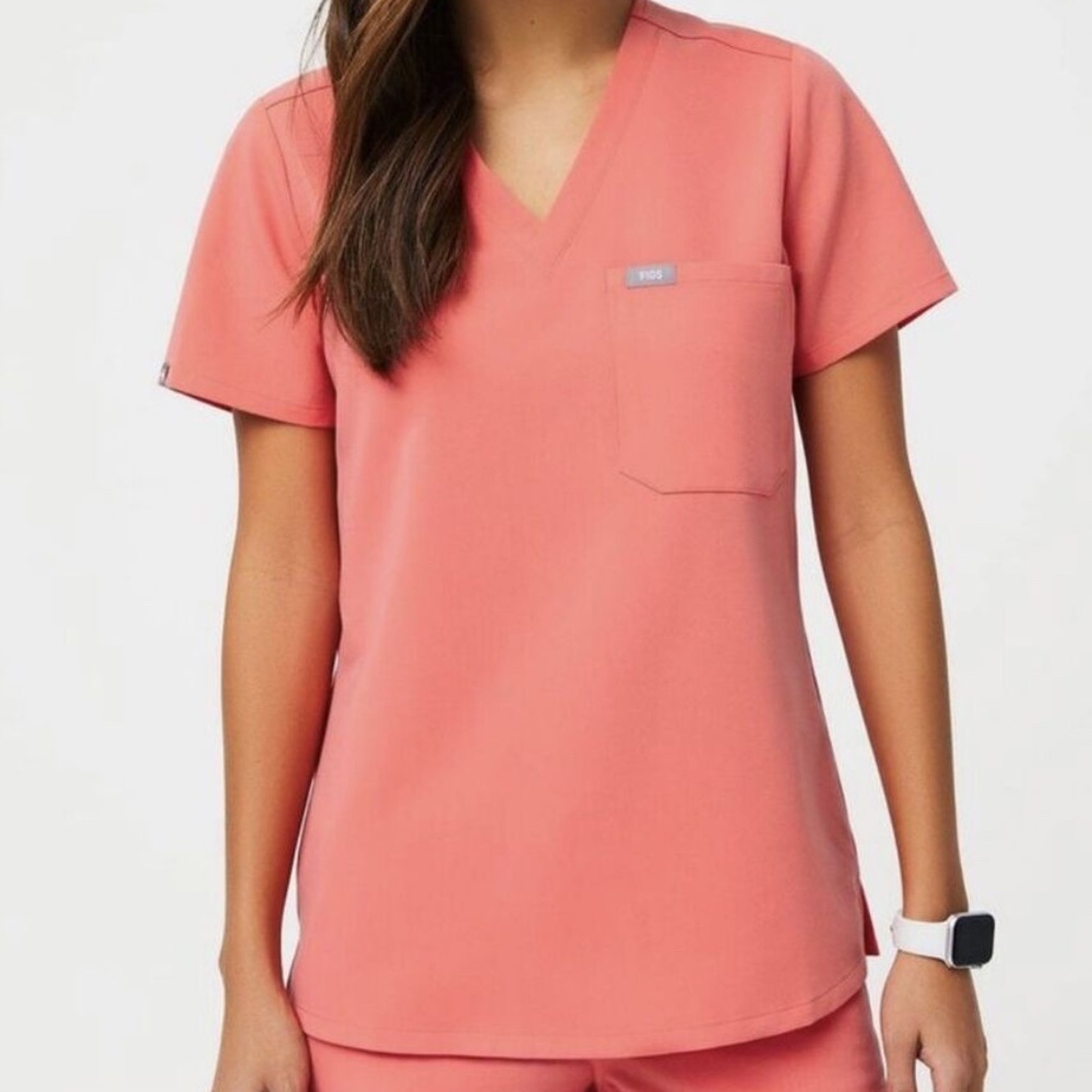 Figs - Hot Coral - Catarina One-Pocket Scrub Top™